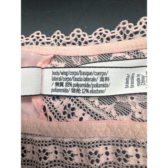 Victorias Secret Pink Womens Lace Bralette Bra Front Closure Adj Straps Size M - Picture 11 of 11